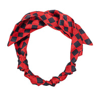 Silk Knotted Scarf Necklace -Red/Black