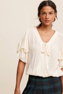 Rachel Tie Blouse: Cream