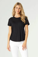 Erin Pleat Back Tee- Black