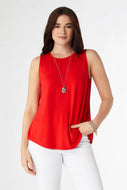 Erin Pleat Back Tank-Red