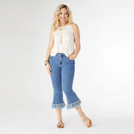 Bambu Soft Flare Capri with Fringe Bottom
