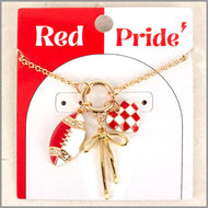 Gameday Charm Necklace with Football, Bow, and Heart 16"-18" Necklace