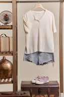 Harley Ribbed Top: Ivory /