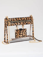 Clear Gameday Crossbody Bag With Sunglasses Holder: Leopard