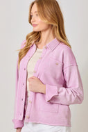 Sasha Washed Terry Shacket: Pink