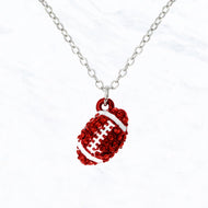 Red Pave Football Necklace