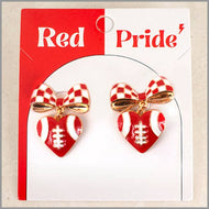 Red & White Bow & Football Earring