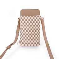 Woven Double Duty Phone Bag : Woven Checkered Tan