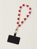 Beaded Phone Holding Wristlet- Red/White