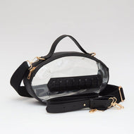 Clear Gameday Football Stitch Detail Crossbody Bag: Black