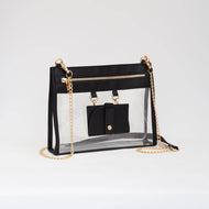Clear Gameday Crossbody Bag With Sunglasses Holder: Black