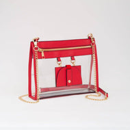 Clear Gameday Crossbody Bag With Sunglasses Holder: Red