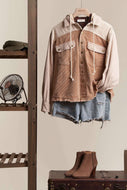 Kaylynn Corduroy Shacket: Brown/Mauve