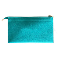 Clarissa TEXTURED VEGAN LEATHER CLUTCH/CROSSBODY: Turq