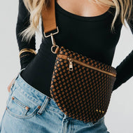 Westlyn Woven Bum Bag: Checkered Coffee