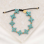 Grounded In Faith Bracelet: Blue / Gold Plated