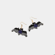 Beaded Bat Earring - Black