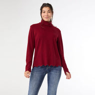 XS - Ariana Turtleneck Top with Scalloped Trim...