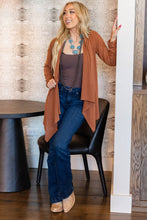 Soft Drape Open Front Cardigan: Rust