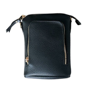 3 ZIPPER CROSSBODY : Black