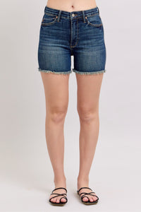 Judy Blue HW Tummy Control Fray Hem Shorts