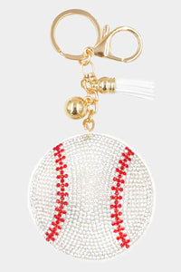 Bling Baseball Tassel Key Chain