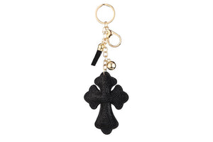 Rhinestone Cross Shape Key Chain: Champagne