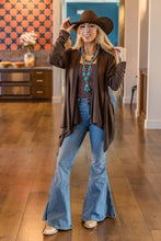 Soft Drape Open Front Cardigan: Chocolate