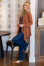 Soft Drape Open Front Cardigan: Rust