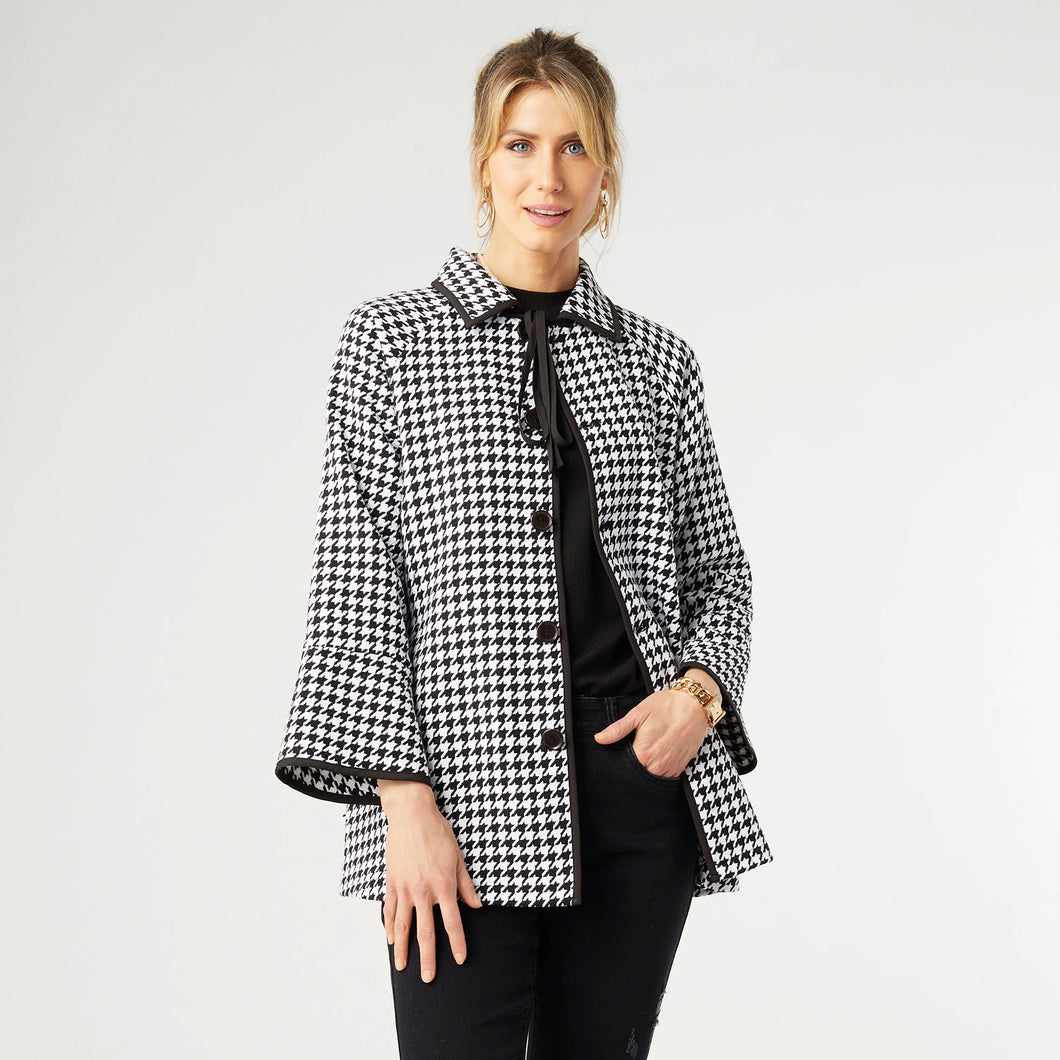 Blair Houndstooth Button-Up Coat