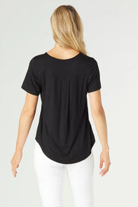 Erin Pleat Back Tee- Black