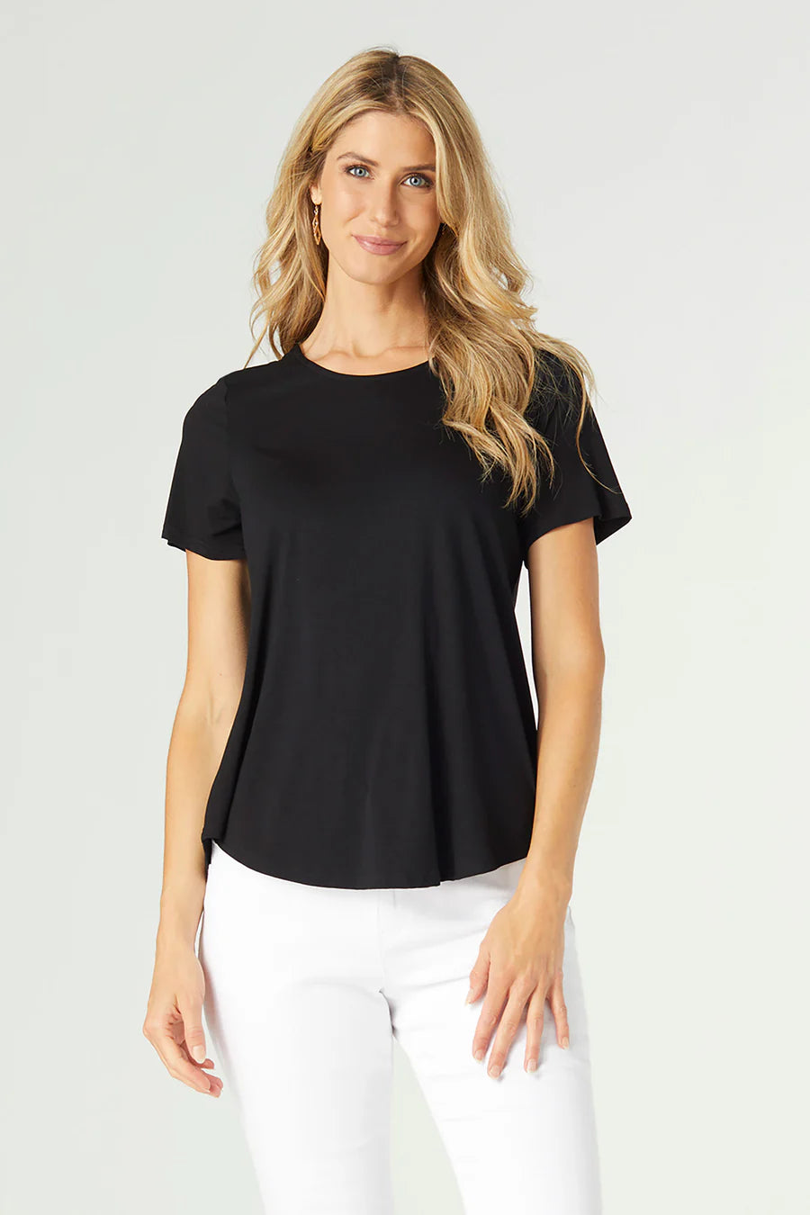 Erin Pleat Back Tee- Black
