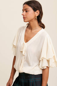 Rachel Tie Blouse: Cream