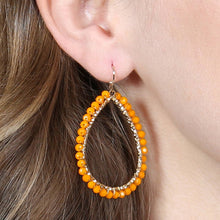 Wire Teardrop Glass Beads Hook Earrings: Red