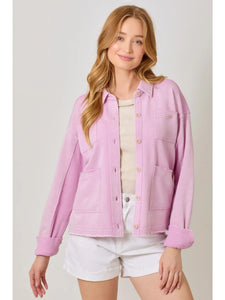 Sasha Washed Terry Shacket: Pink