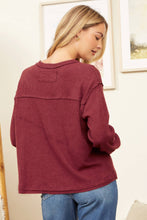 Casual Ribbed Tunic Top: Wine