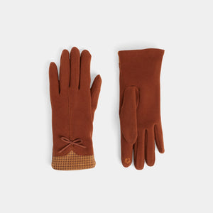 Houndstooth Gloves-Brown