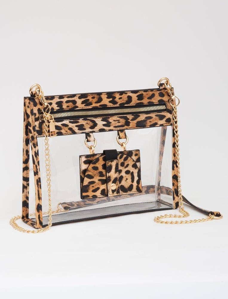 Clear Gameday Crossbody Bag With Sunglasses Holder: Leopard