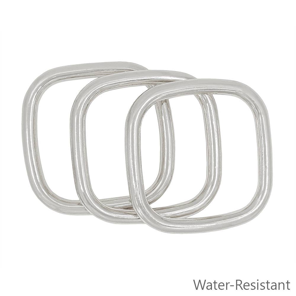 Silver Square Bangle Set of 3 Bracelets