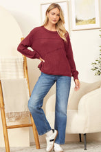 Casual Ribbed Tunic Top: Wine