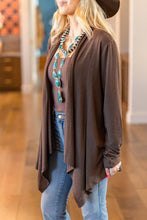 Soft Drape Open Front Cardigan: Chocolate