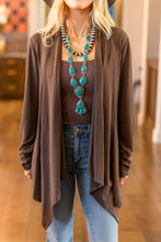 Soft Drape Open Front Cardigan: Chocolate