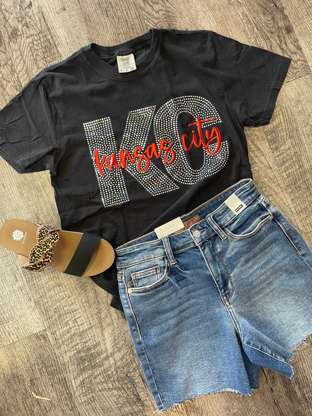 KC Bling/Puff Paint Tee- Red Puff