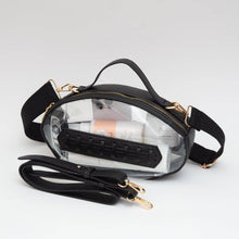 Clear Gameday Football Stitch Detail Crossbody Bag: Black
