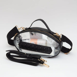 Clear Gameday Football Stitch Detail Crossbody Bag: Black