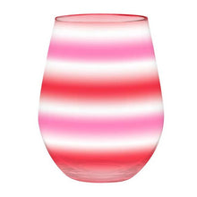 Pink/Red Stripe Jumbo Stemless Wine Glass