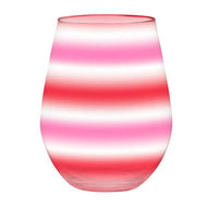 Pink/Red Stripe Jumbo Stemless Wine Glass