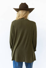 Soft Drape Open Front Cardigan: Olive