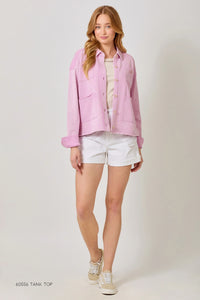 Sasha Washed Terry Shacket: Pink