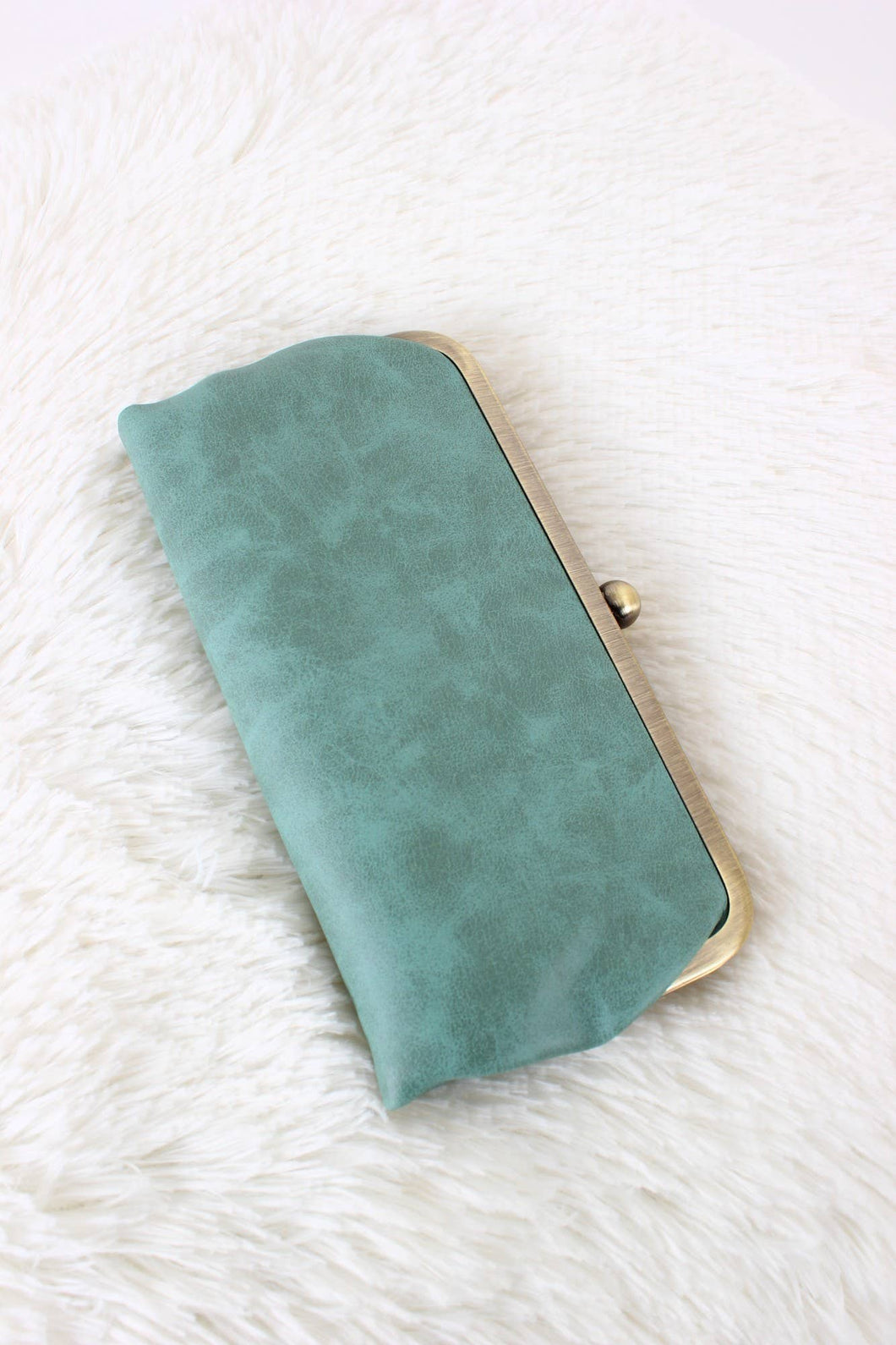 Karen Kiss Lock Clutch Bag: Turquoise